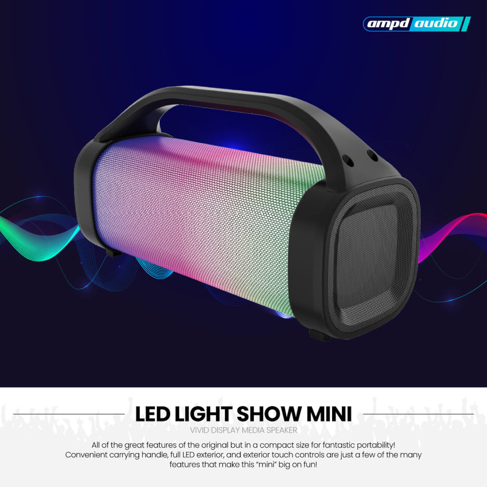 AMPD LED Light Show Mini Bazooka Bluetooth Speaker Black and LED Face