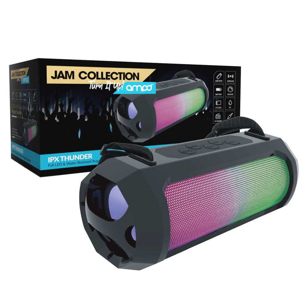 AMPD IPX Thunder Bluetooth LED Speaker Black and LED Face