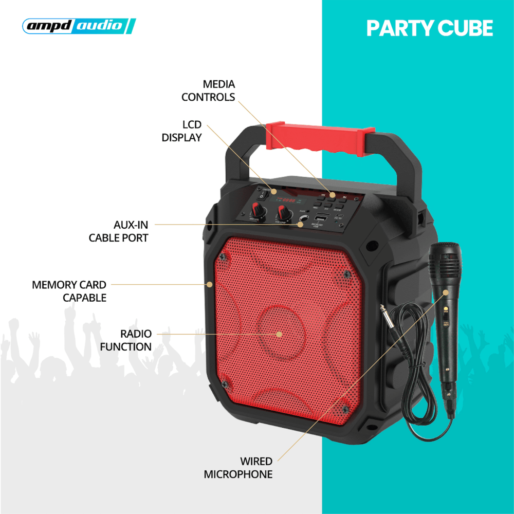 AMPD Party Cube 15W Karaoke Bluetooth Speaker