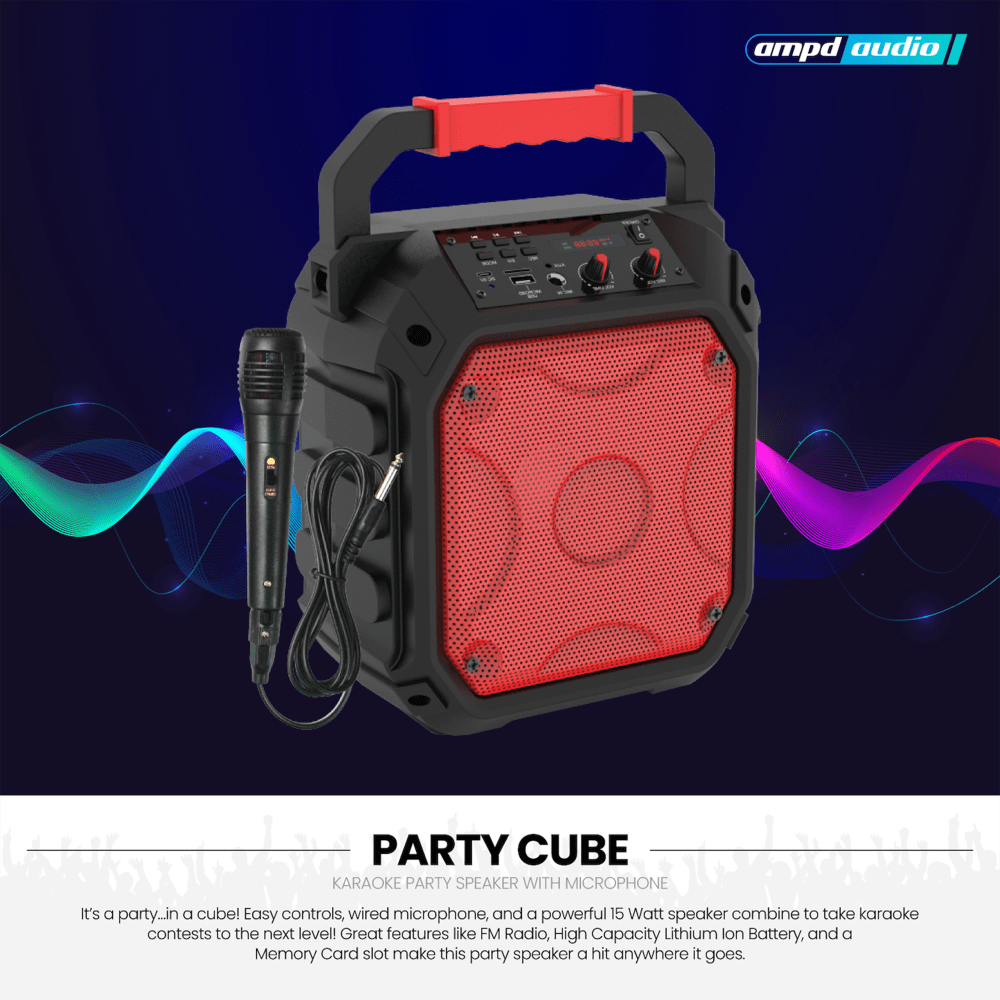 AMPD Party Cube 15W Karaoke Bluetooth Speaker