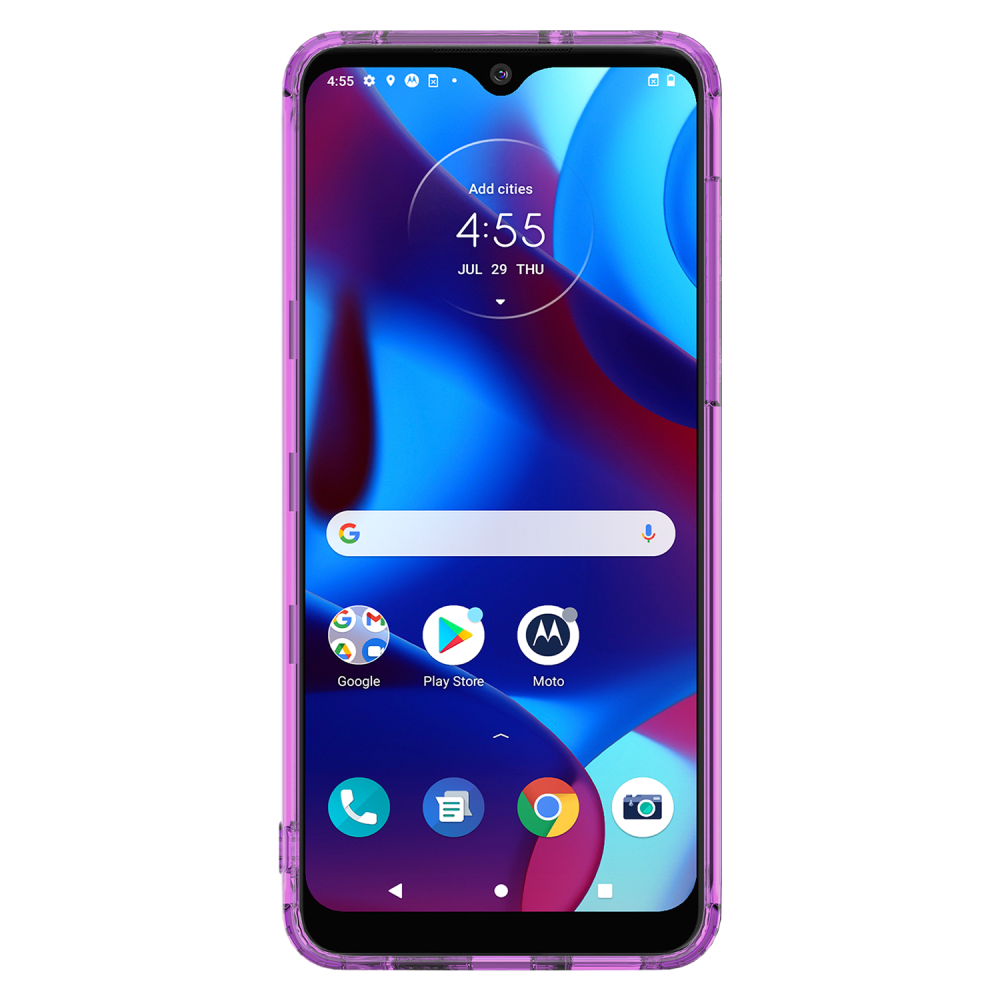 AMPD TPU / Acrylic Hard Shell Case with Colored Bumper for Motorola Moto G Play (2023) Purple