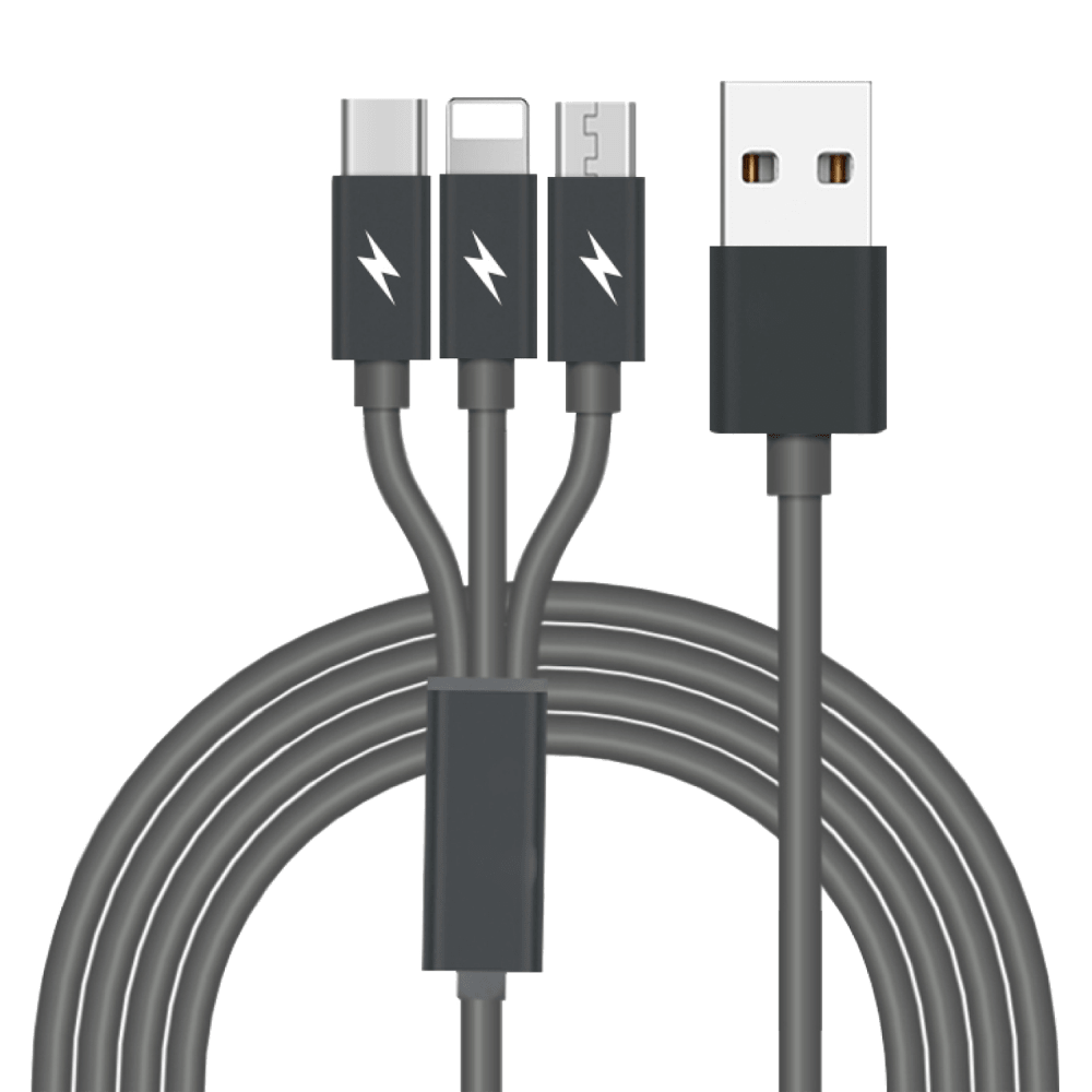 AMPD 3 in 1 Multi Tip USB Connection Cable Black