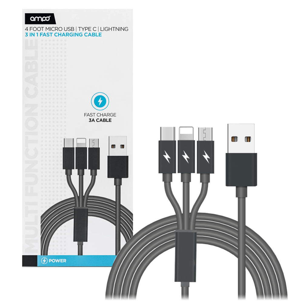 AMPD 3 in 1 Multi Tip USB Connection Cable