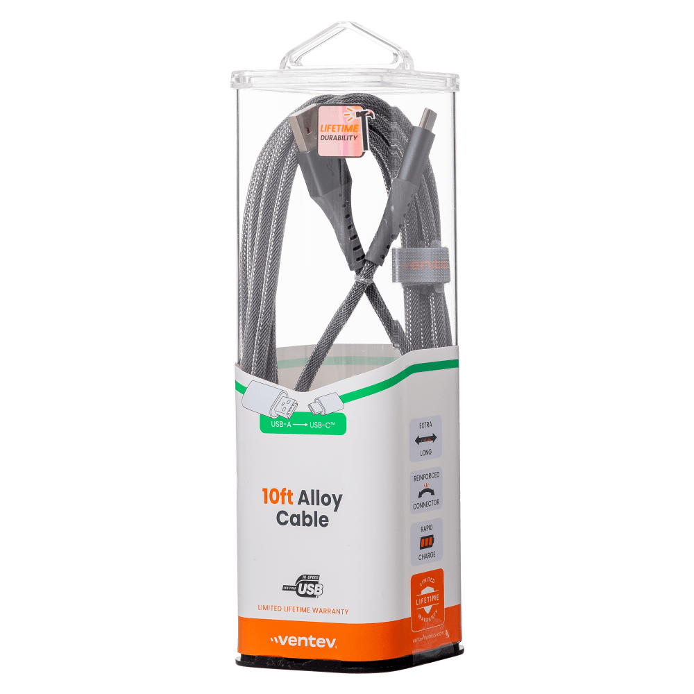 Ventev Chargesync Alloy USB A to USB C Cable 10ft