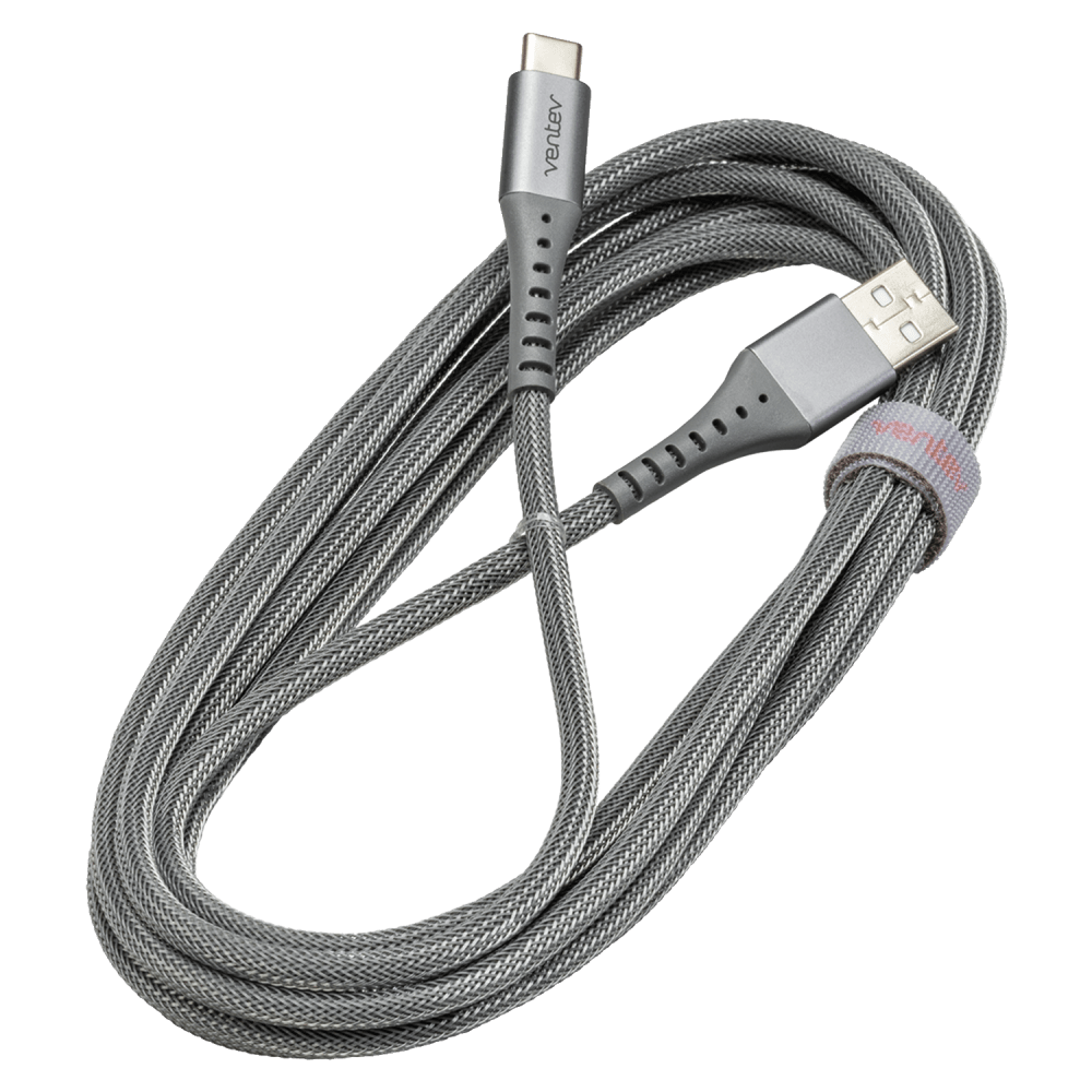 Ventev chargesync alloy USB A to USB C 2.0 Cable 10ft Gray