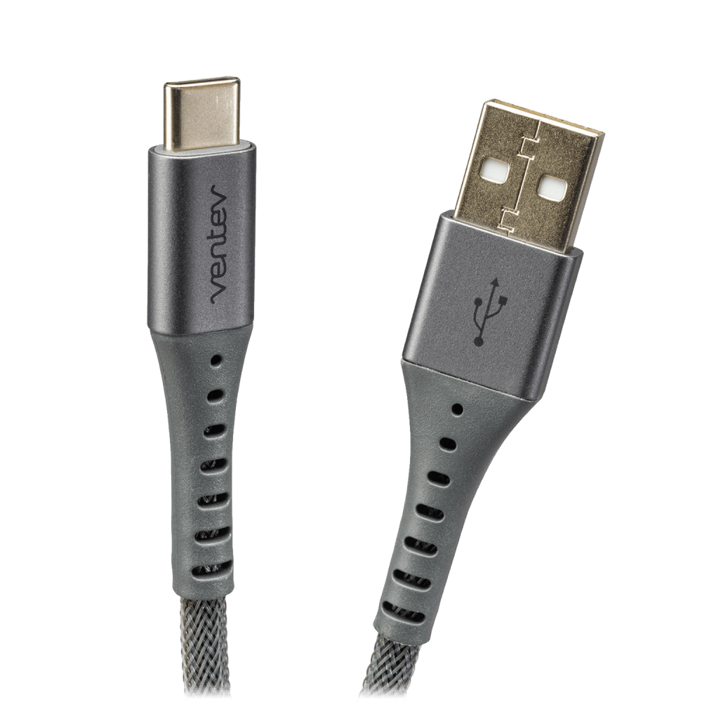 Ventev chargesync alloy USB A to USB C 2.0 Cable 10ft Gray