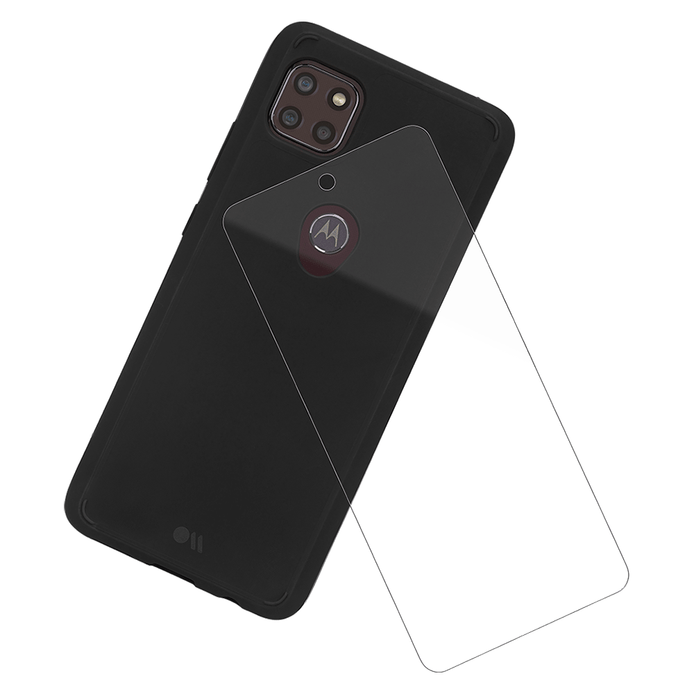 Case-Mate Protection Pack Tough Case and Glass Screen Protector for Motorola One 5G Ace Black