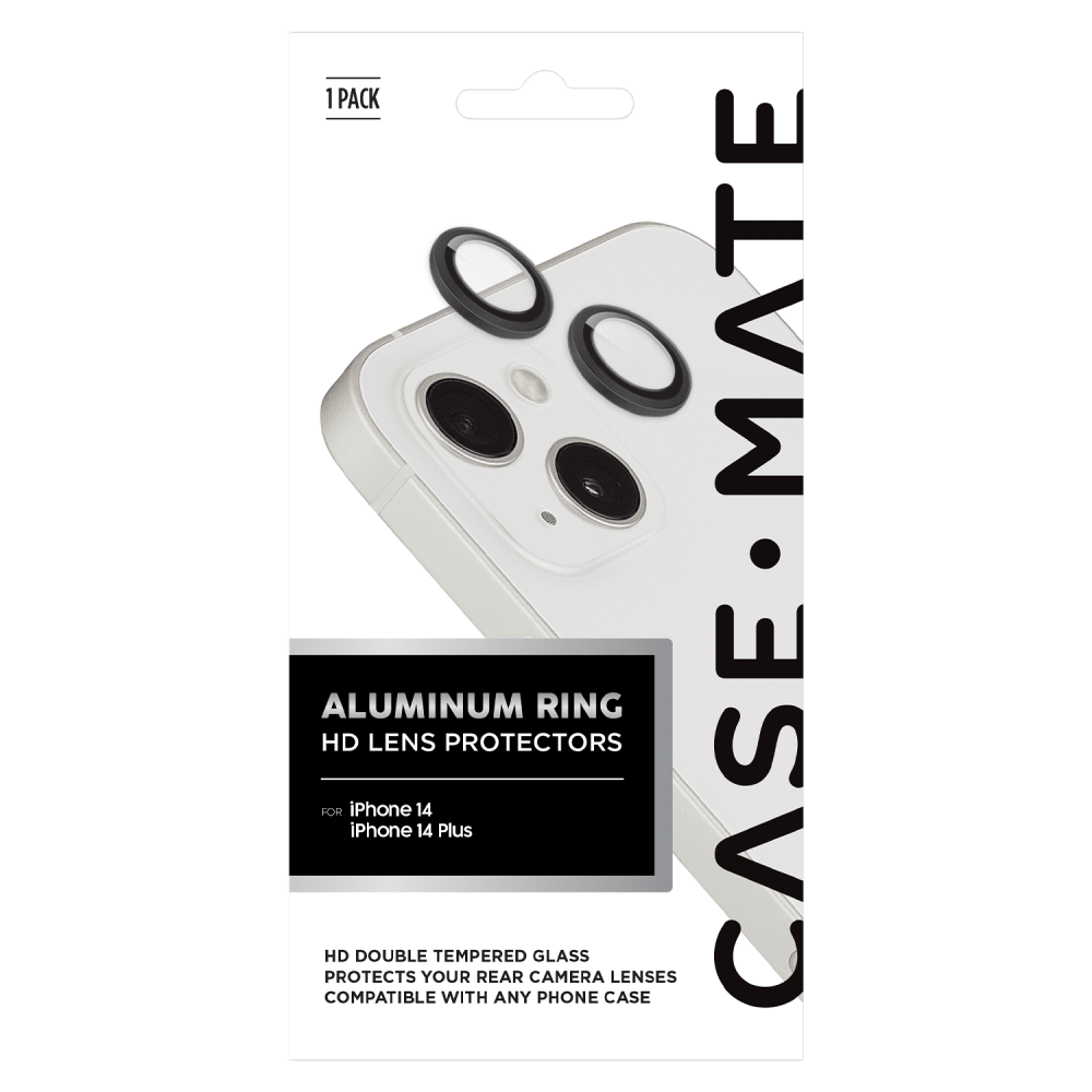 Case-Mate Aluminum Ring HD Camera Lens Glass Protector for Apple iPhone 14 / 14 Plus Black