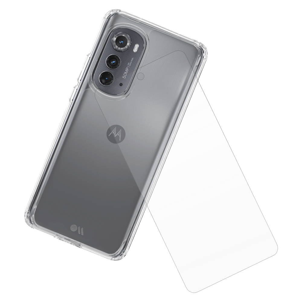 Case-Mate Protection Pack Tough Case and Glass Screen Protector for Motorola Moto Edge (2022) Clear