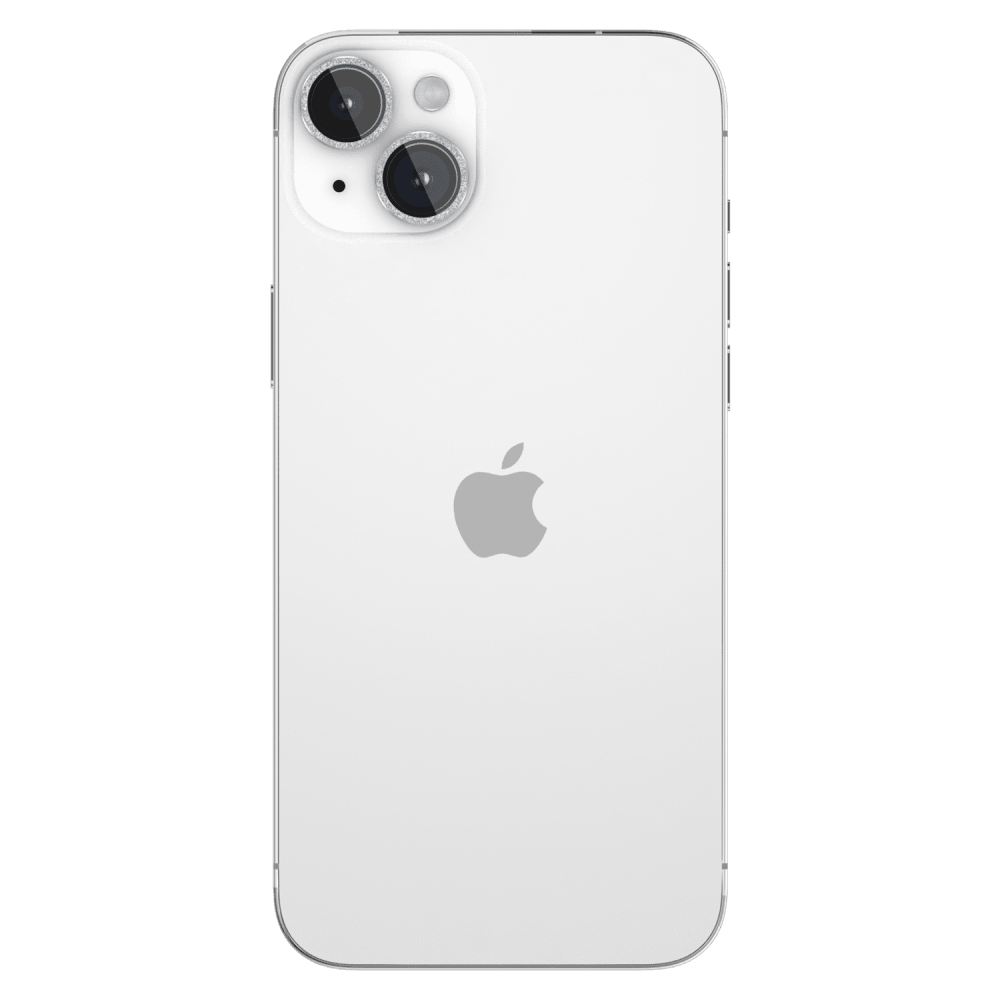 Case-Mate Aluminum Ring Camera Lens Glass Protector for Apple iPhone 14 / 14 Plus Silver Sparkle Twinkle