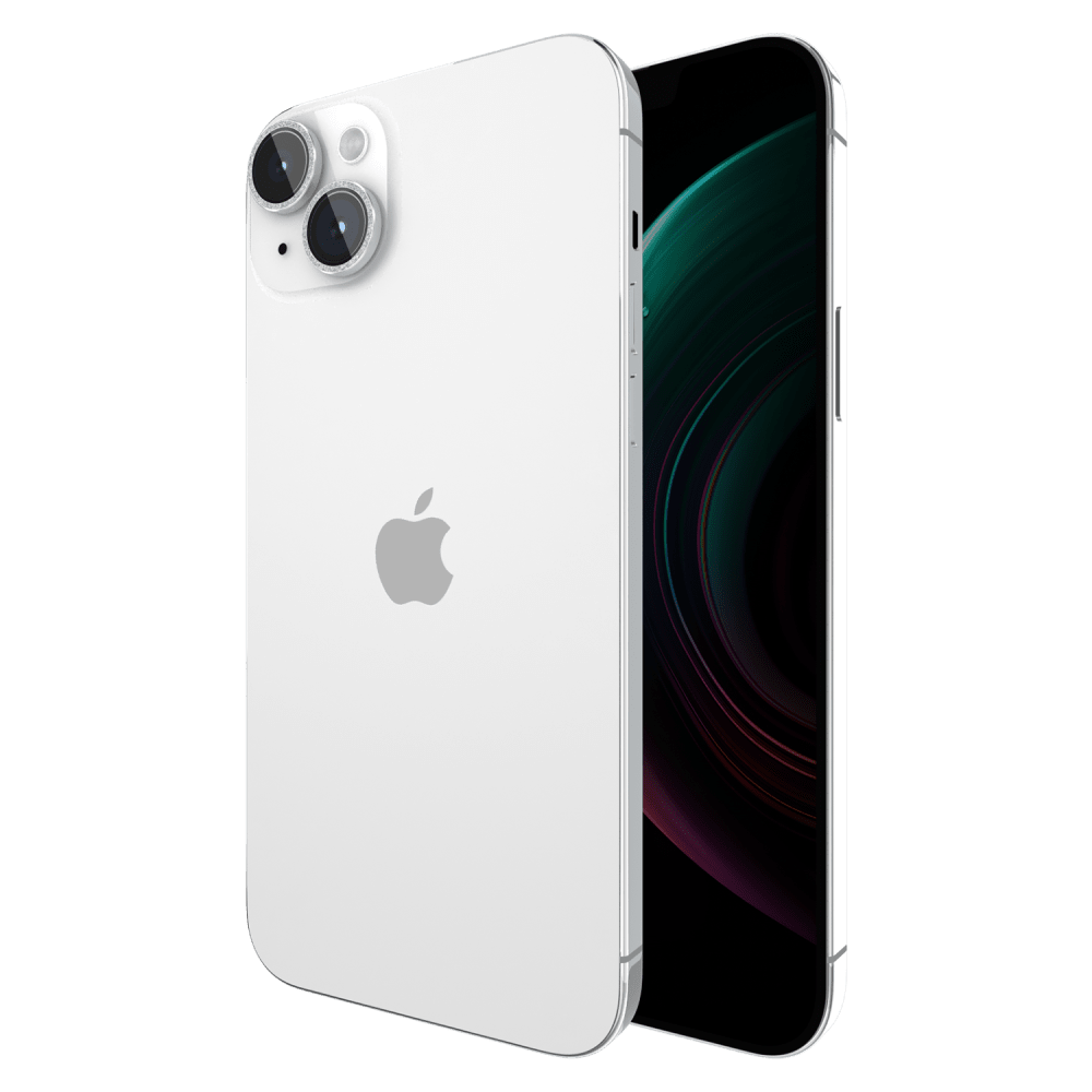 Case-Mate Aluminum Ring Camera Lens Glass Protector for Apple iPhone 14 / 14 Plus Silver Sparkle Twinkle