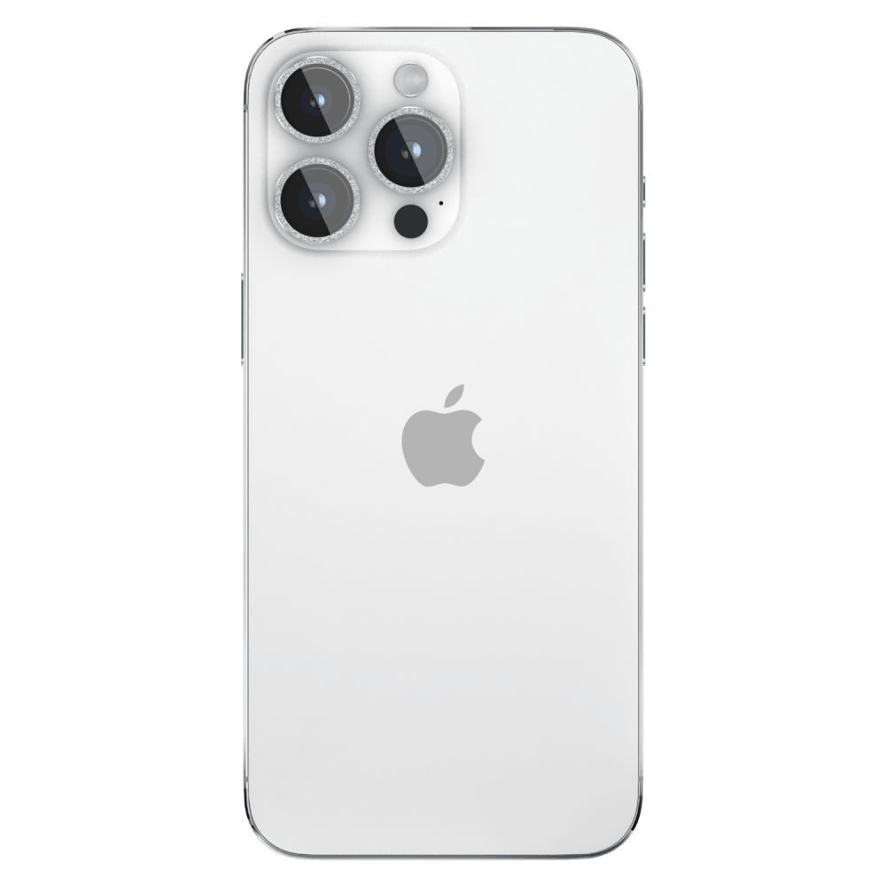 Case-Mate Aluminum Ring Camera Lens Glass Protector for Apple iPhone 14 Pro Max / 14 Pro Silver Sparkle Twinkle