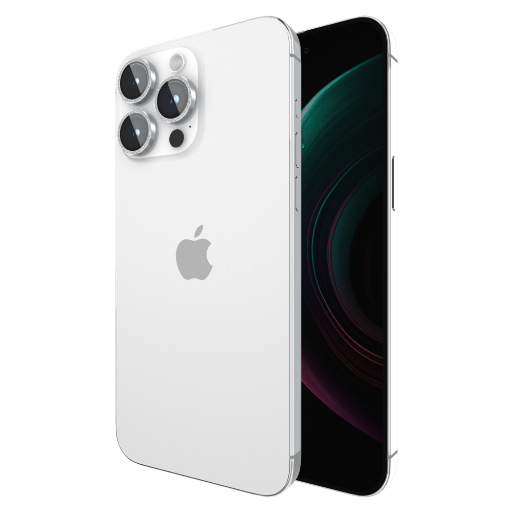Case-Mate Aluminum Ring Camera Lens Glass Protector for Apple iPhone 14 Pro Max / 14 Pro Silver Sparkle Twinkle