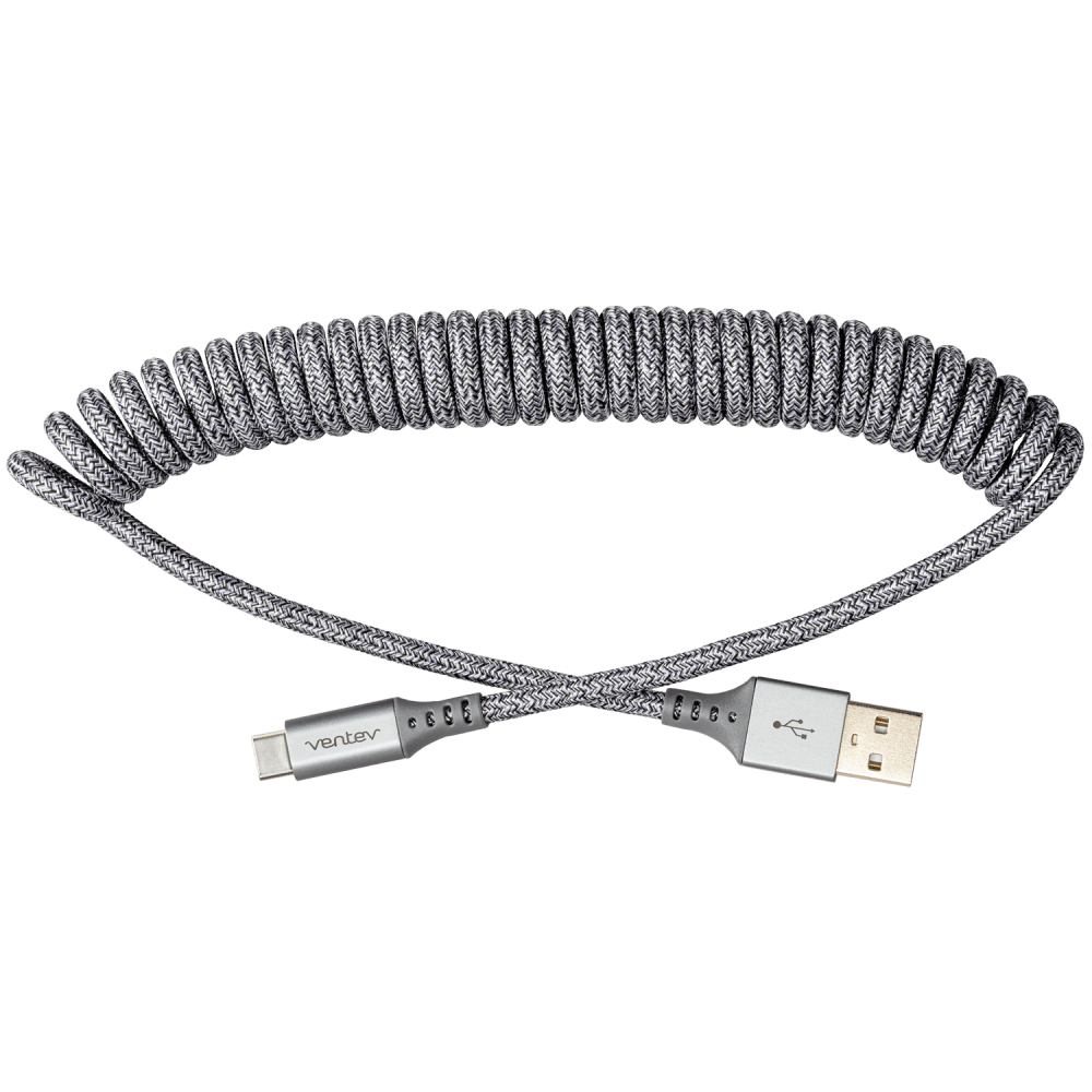Ventev Chargesync Helix Coiled USB A to USB C Cable