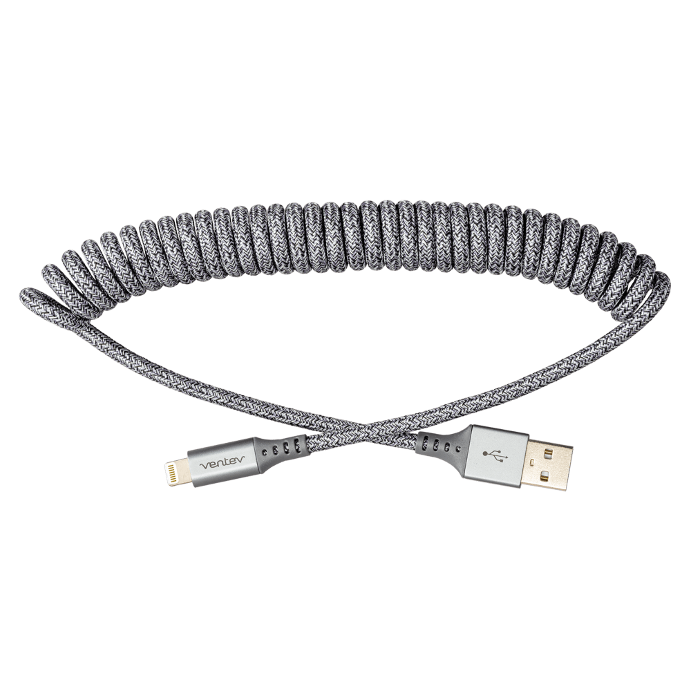 Ventev Chargesync Helix Coiled USB A to Apple Lightning Cable