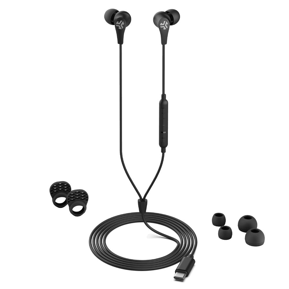 JLab JBuds Pro Wired USB C In Ear Earbuds Black
