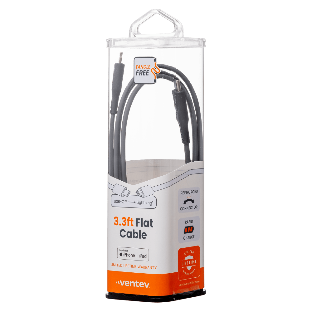 Ventev ChargeSync Flat USB C to Apple Lightning Cable 3ft
