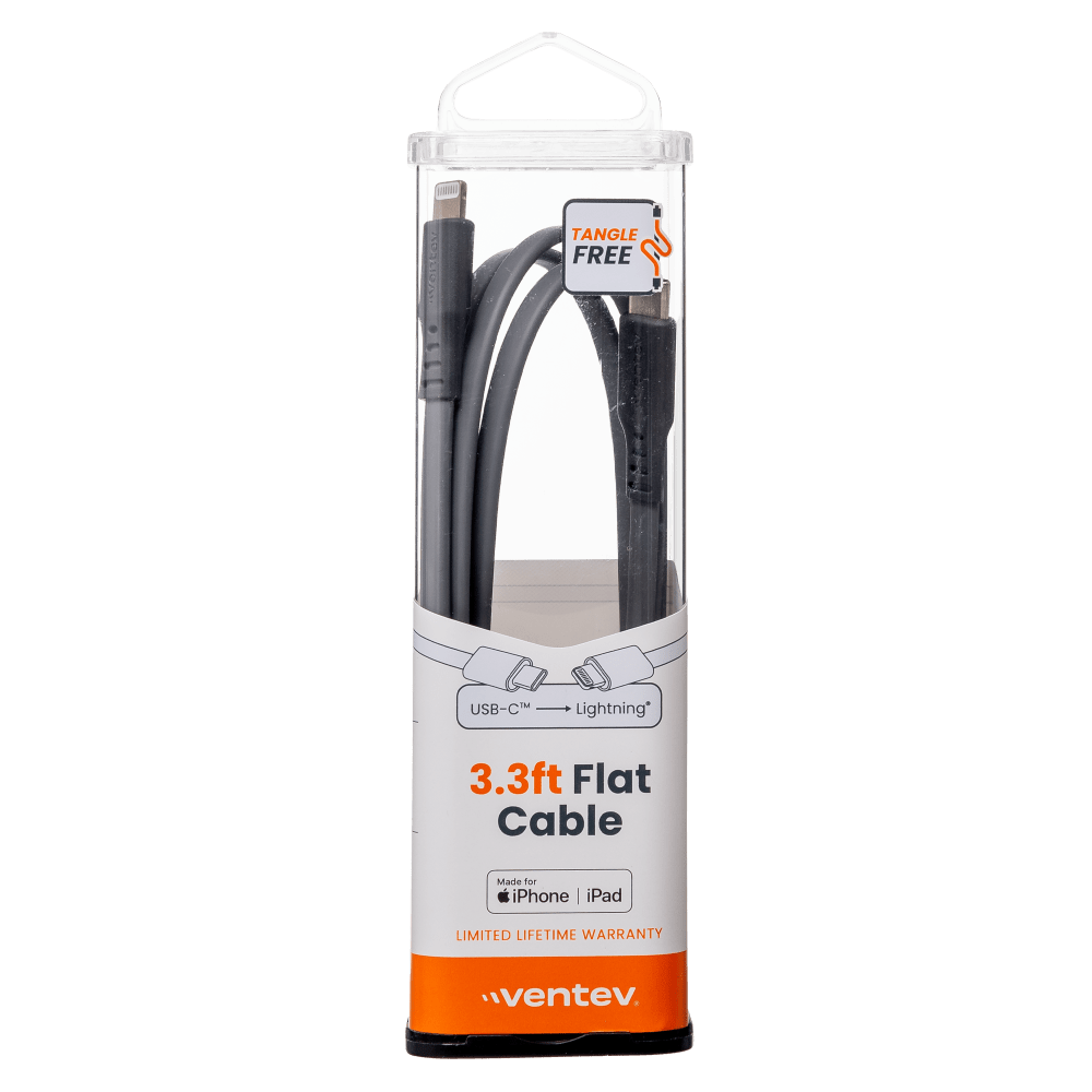 Ventev ChargeSync Flat USB C to Apple Lightning Cable 3ft