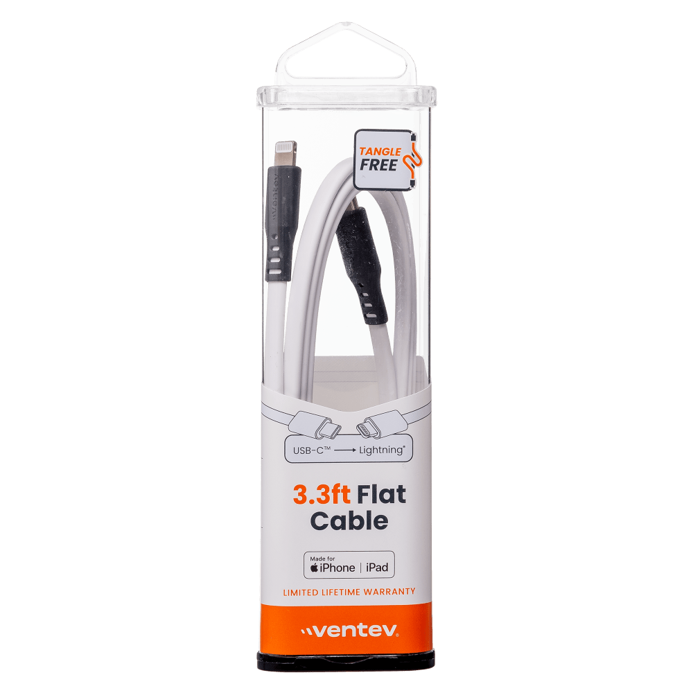 Ventev ChargeSync Flat USB C to Apple Lightning Cable 3ft