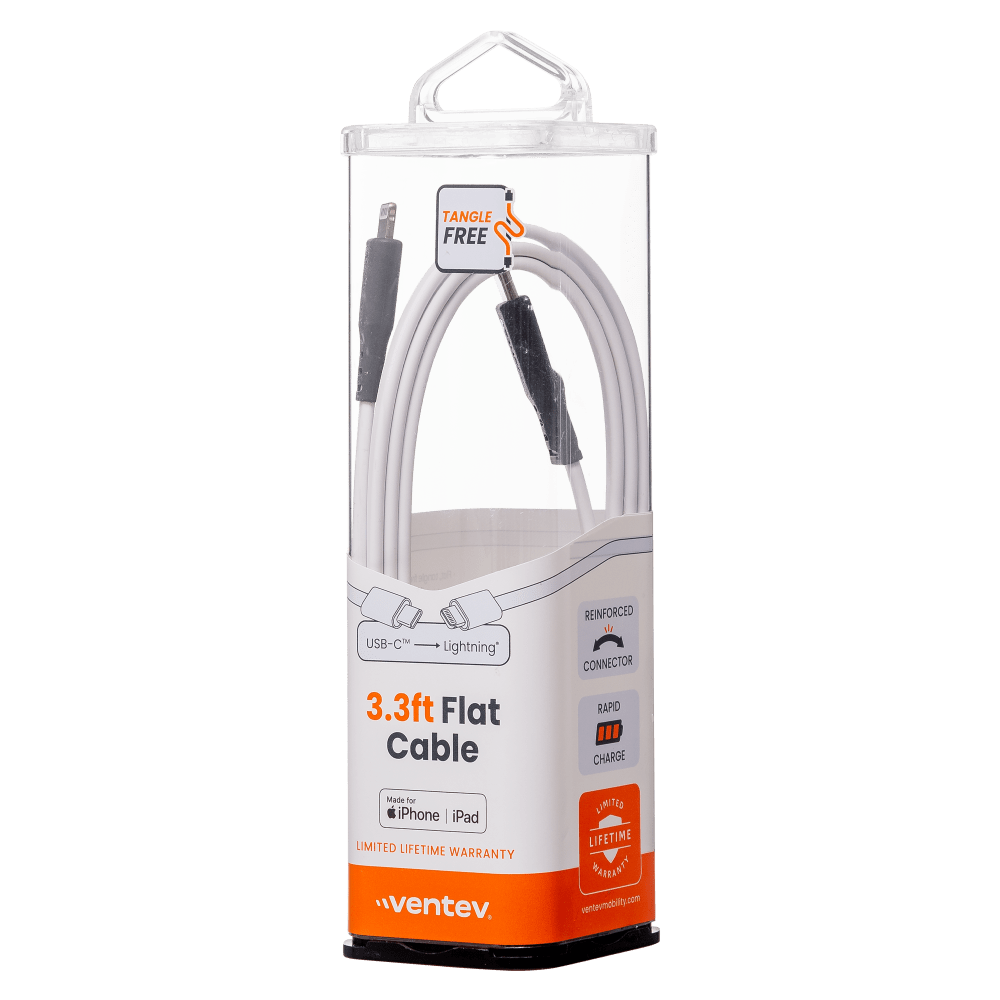 Ventev ChargeSync Flat USB C to Apple Lightning Cable 3ft