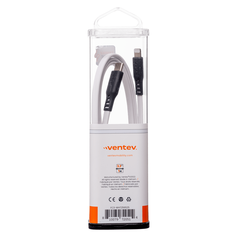 Ventev ChargeSync Flat USB C to Apple Lightning Cable 3ft