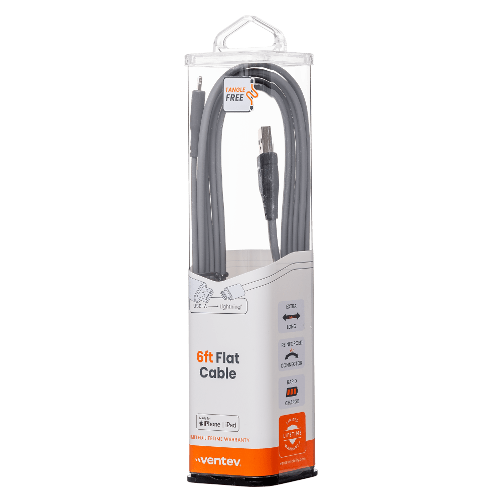 Ventev ChargeSync Flat USB A to Apple Lightning Cable 6ft