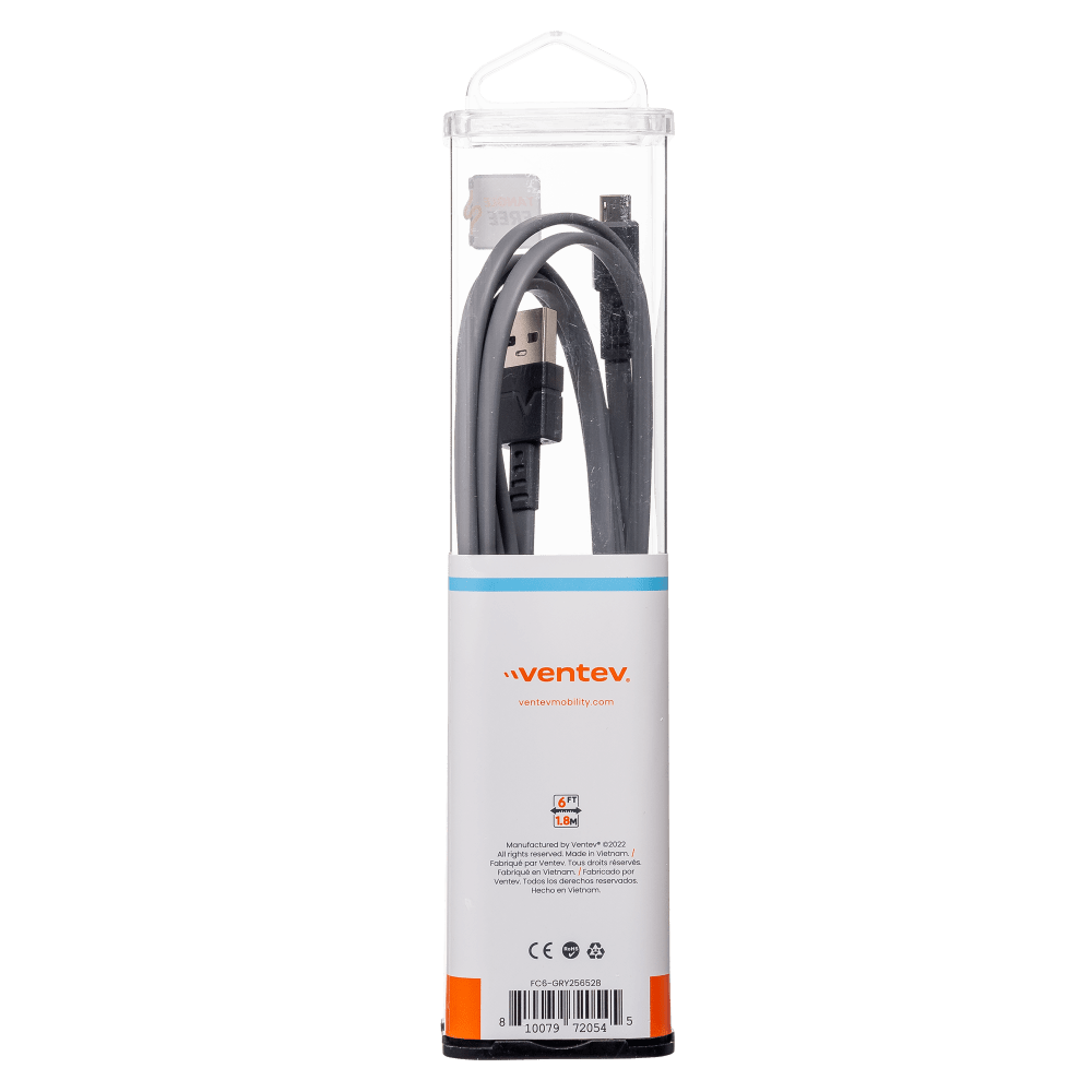 Ventev Chargesync Flat USB A to Micro Cable 6ft