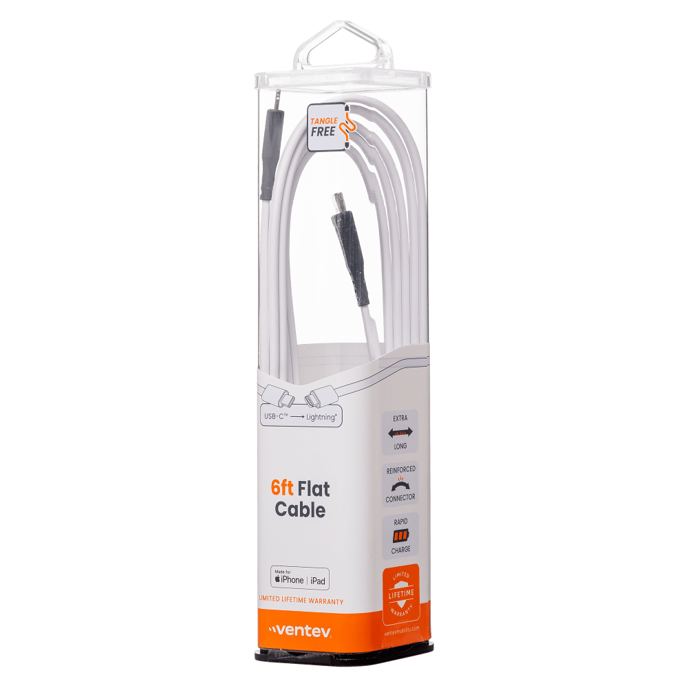 Ventev ChargeSync Flat USB C to Apple Lightning Cable 6ft