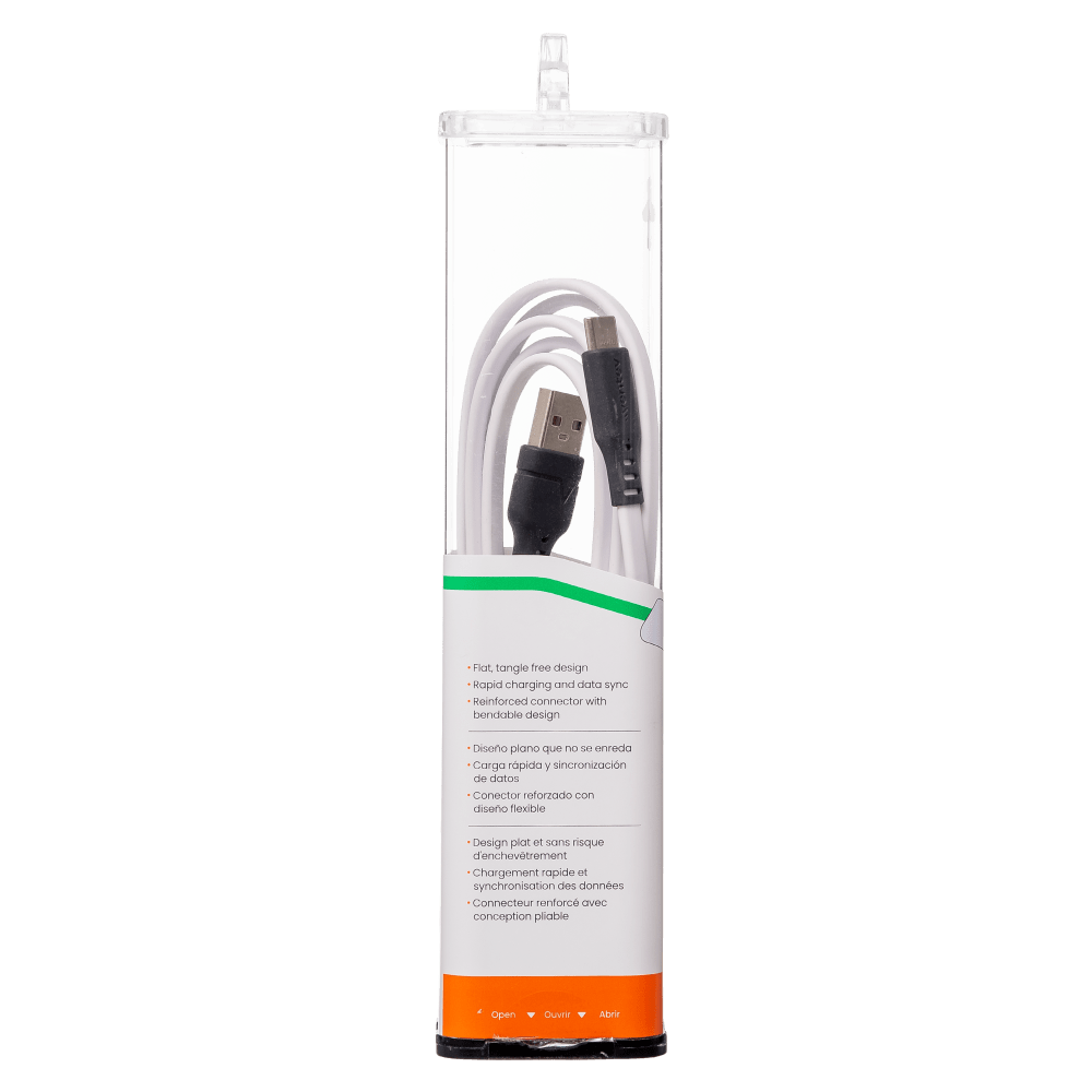 Ventev Chargesync Flat USB A to USB C Cable 6ft White