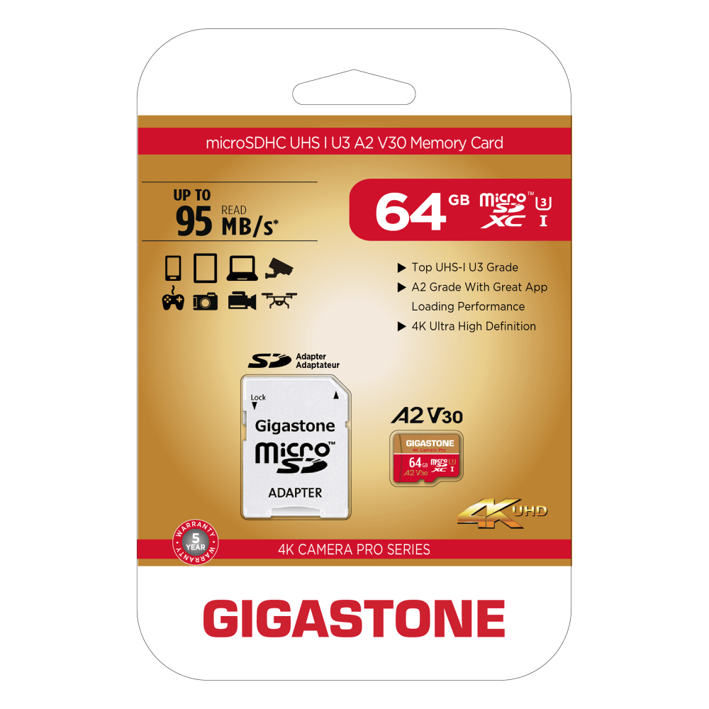 Gigastone MicroSD A1 V30 Memory Card 64GB