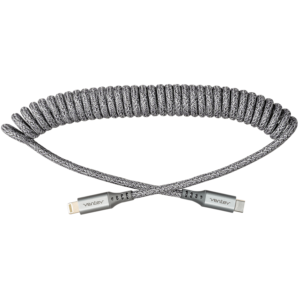 Ventev Chargesync Helix Coiled USB C to Apple Lightning Cable 3ft