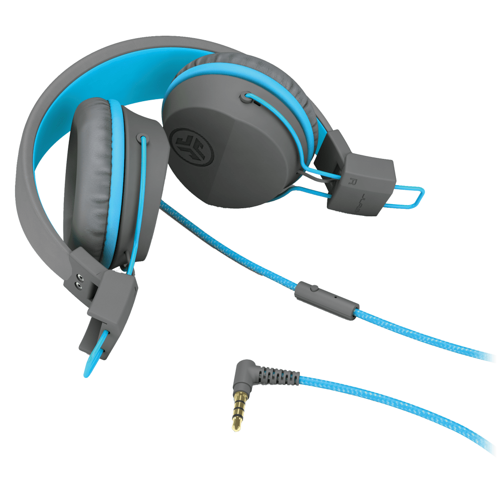 JLab JBuddies Studio Wired On Ear Kids Headphones Blue and Gray