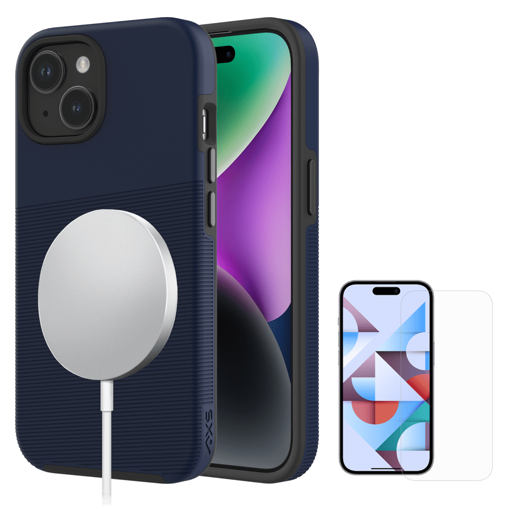 AXS PROTech Plus MagSafe Case and ARMORGlass for Apple iPhone 15 Blue