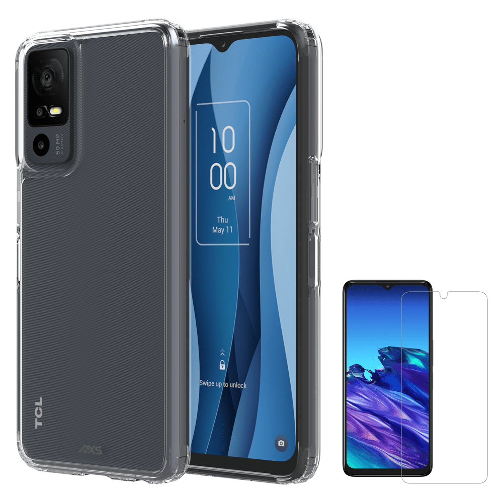AXS ULTRA CLEAR Case and ARMOR Glass Screen Protector for TCL 40 XE 5G