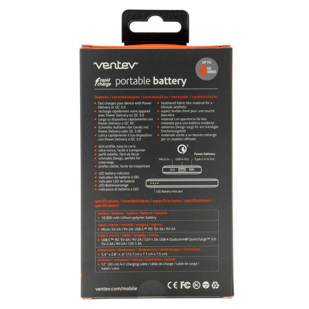 Ventev Portable Battery PD 10,000 mAh