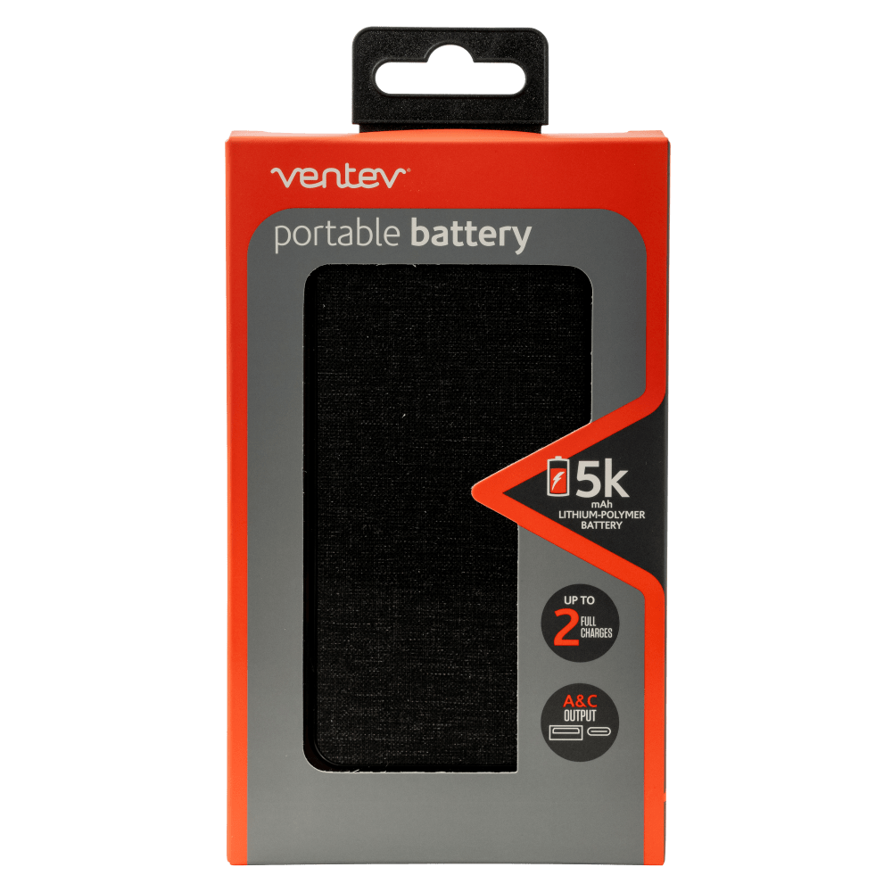 Ventev Portable Battery 5,000 mAh Gray