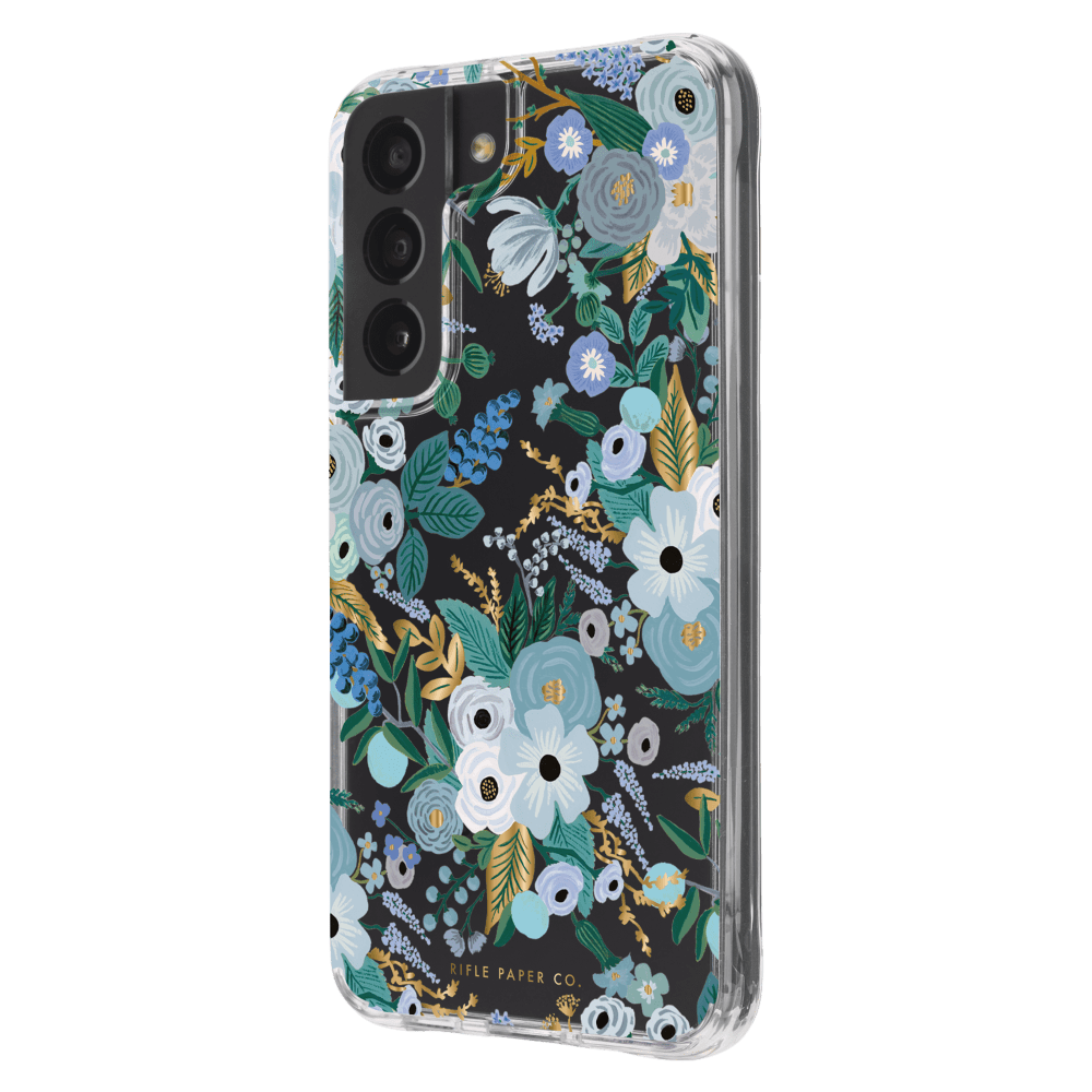 Rifle Paper Co Ultra Slim Antimicrobial Case for Samsung Galaxy S22 Garden Party Blue
