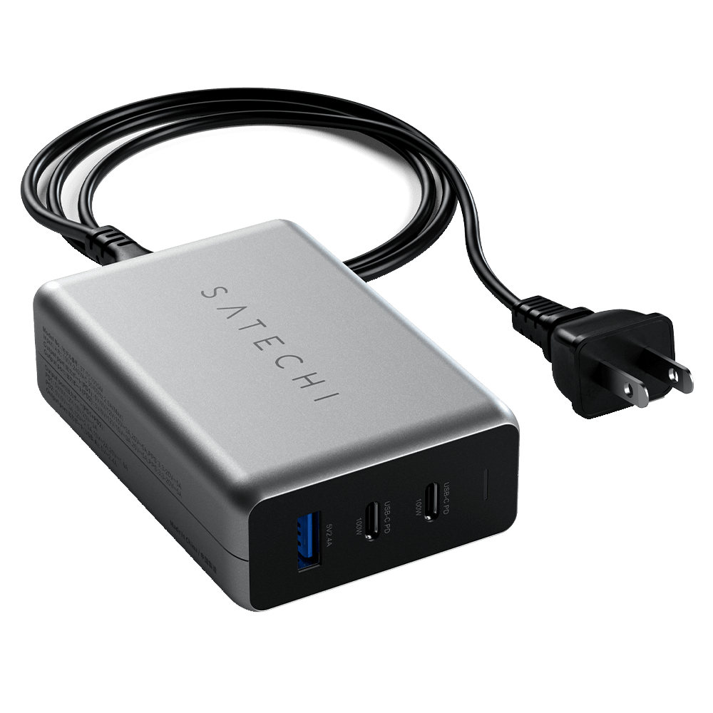 Satechi 100W USB-C PD Compact GaN Wall Charger Gray