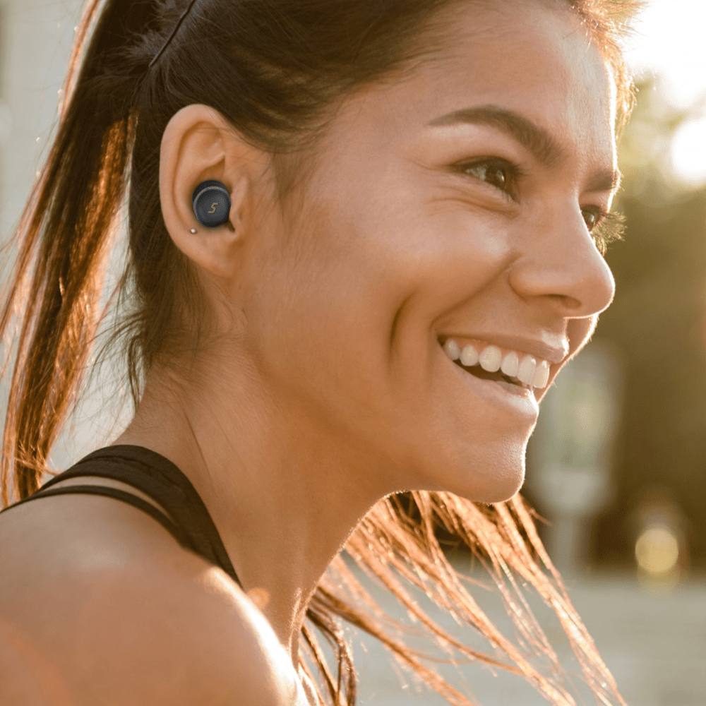 Sway Comfort Fit Ultra Portable True Wireless Headphones with Power Go Charging Case