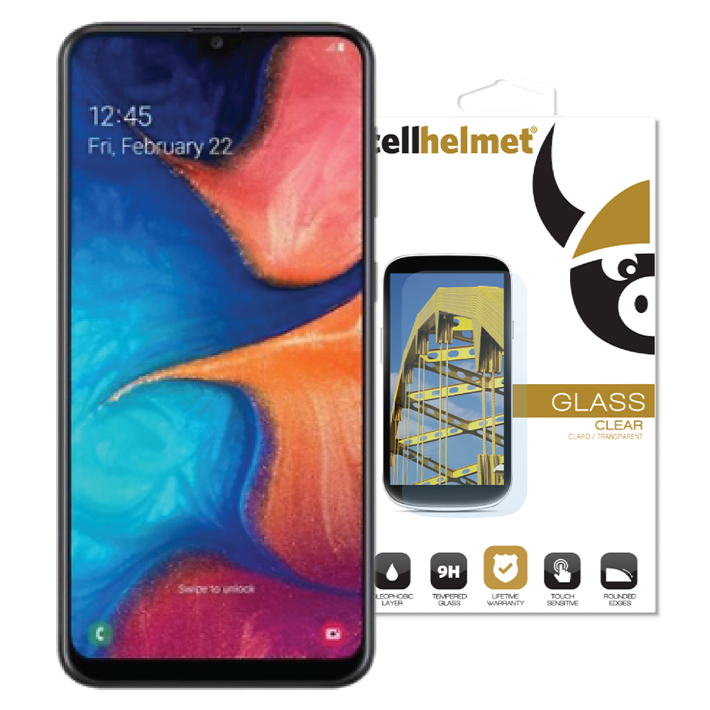 cellhelmet Tempered Glass Screen Protector for Samsung Galaxy A20 Clear