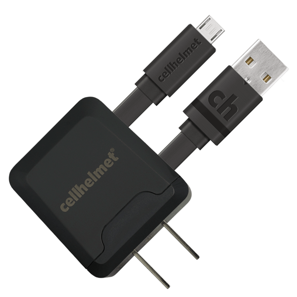 cellhelmet Wall Charger 2.1A with Micro USB Cable 3ft Black