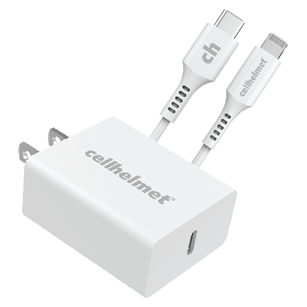 Cellhelmet PD USB C Wall Charger 20W and USB C to Apple Lightning Cable 3ft