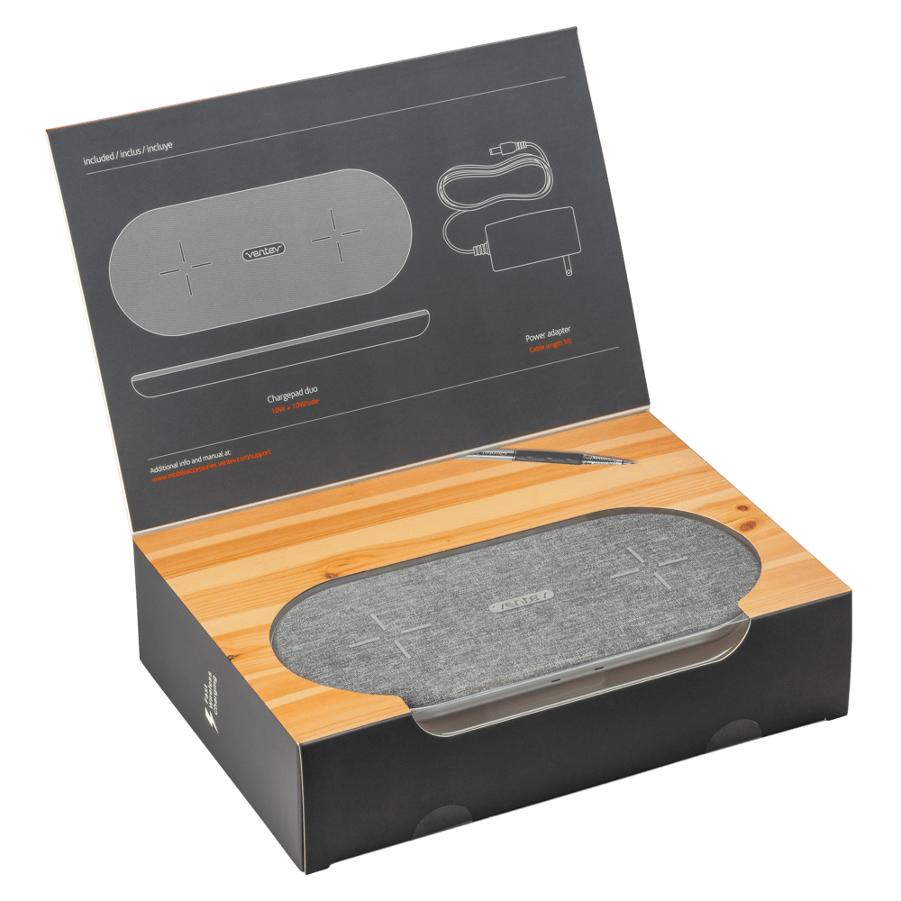 Ventev wireless chargepad duo 20W Gray, White