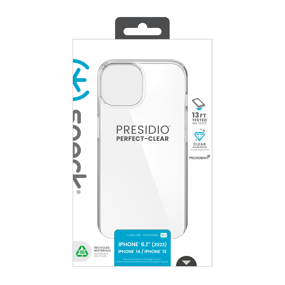 Speck Presidio Perfect Clear Case for Apple iPhone 15 / iPhone 14 / iPhone 13 Clear