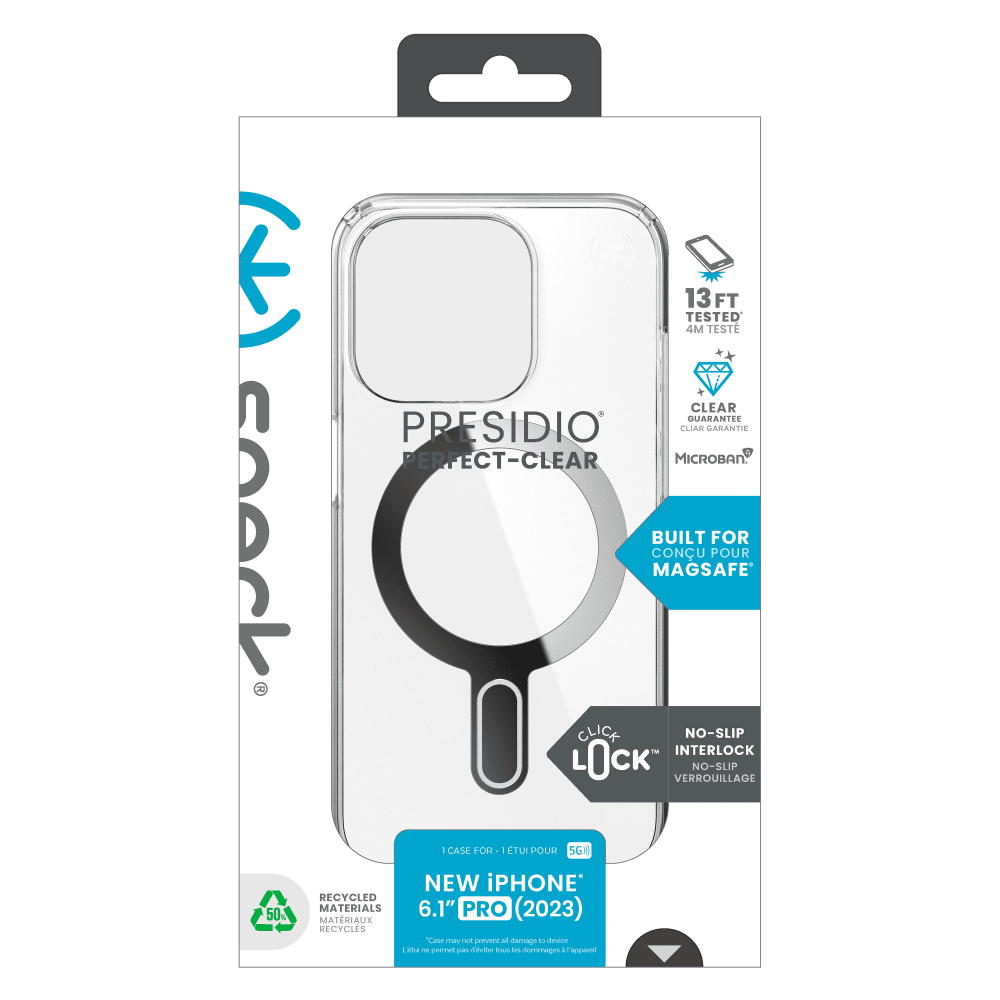Speck Presidio Perfect Clear MagSafe Case for Apple iPhone 15 Pro Clear