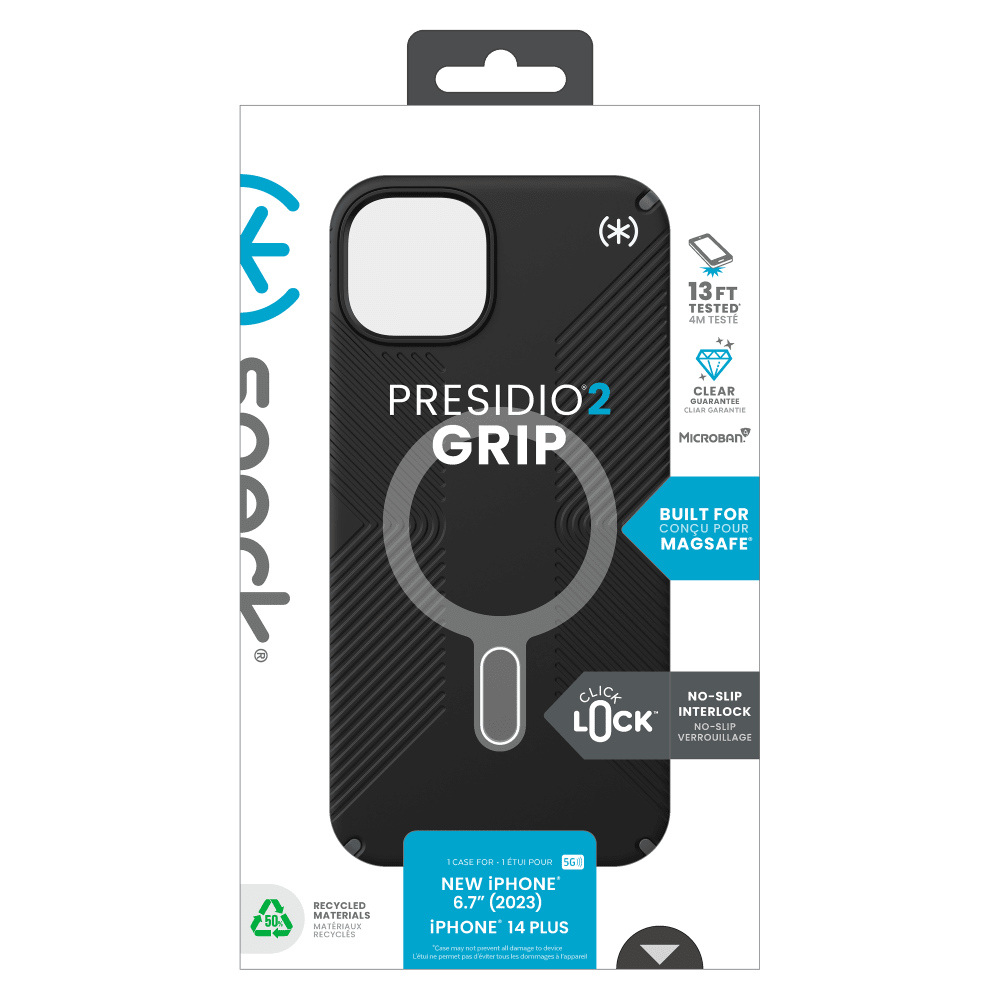 Speck Presidio2 Grip MagSafe Case for Apple iPhone 15 Plus / iPhone 14 Plus Black