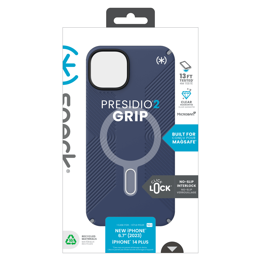 Speck Presidio2 Grip MagSafe Case for Apple iPhone 15 Plus / iPhone 14 Plus Coastal Blue