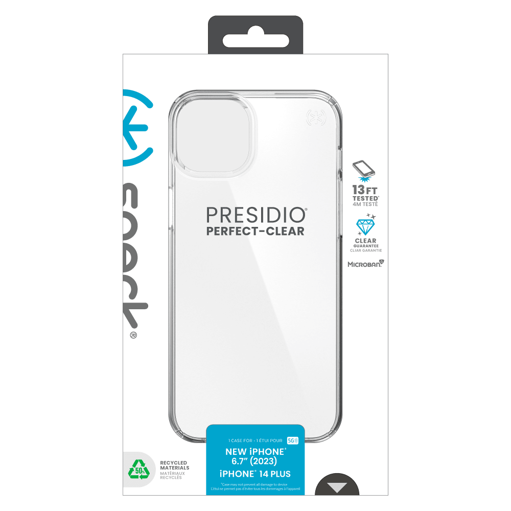 Speck Presidio Perfect Clear Case for Apple iPhone 15 Plus / iPhone 14 Plus Clear