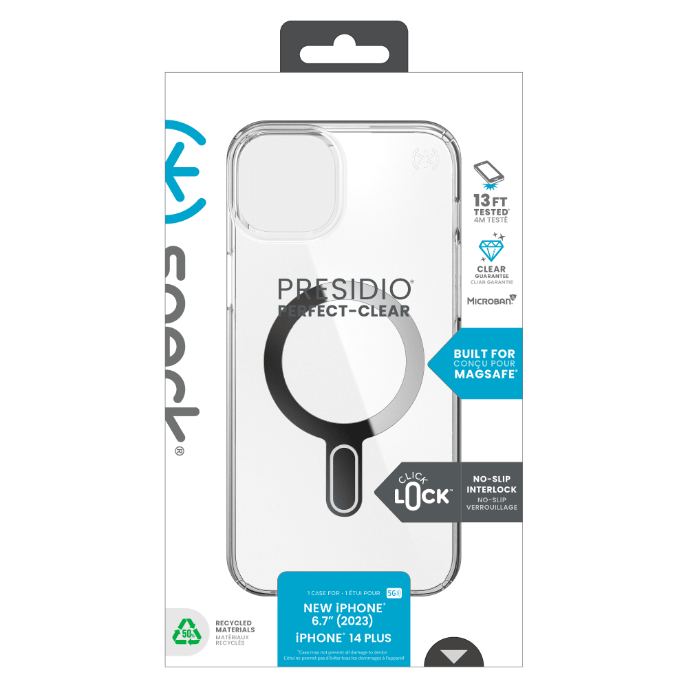 Speck Presidio Perfect Clear MagSafe Case for Apple iPhone 15 Plus / iPhone 14 Plus Clear