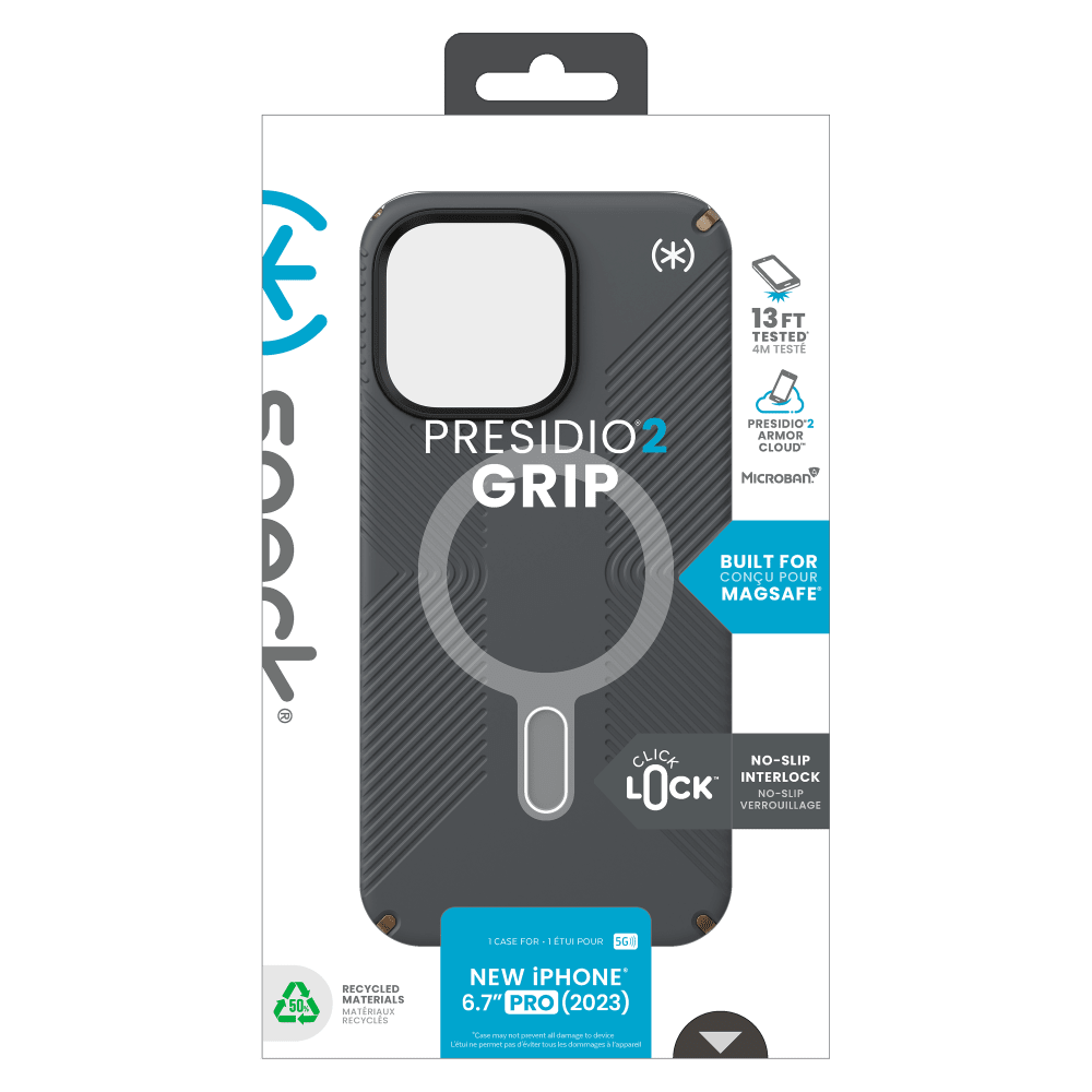 Speck Presidio2 Grip MagSafe Case for Apple iPhone 15 Pro Max Charcoal Grey